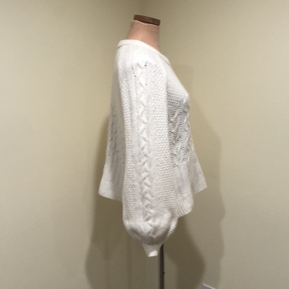 Madewell Copenhagen Cable Knit Sweater Size Small Cream Lantern Sleeve - Picture 4 of 10